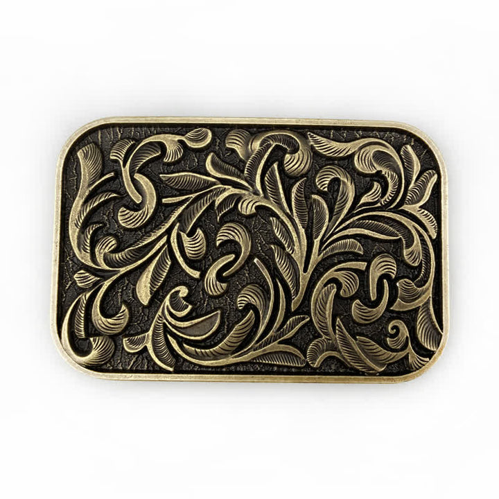 Herren DIY Kunst Blätter Schnörkel Schnalle Ledergürtel