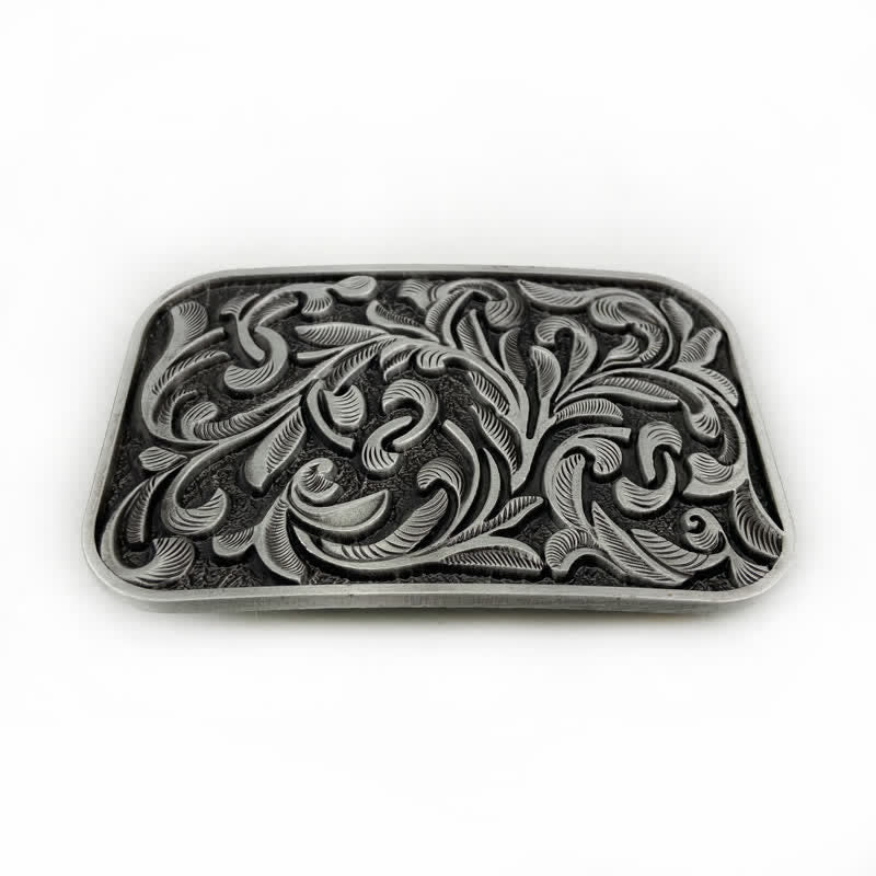 Herren DIY Kunst Blätter Schnörkel Schnalle Ledergürtel