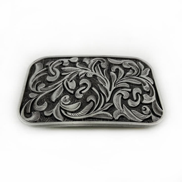 Herren DIY Kunst Blätter Schnörkel Schnalle Ledergürtel