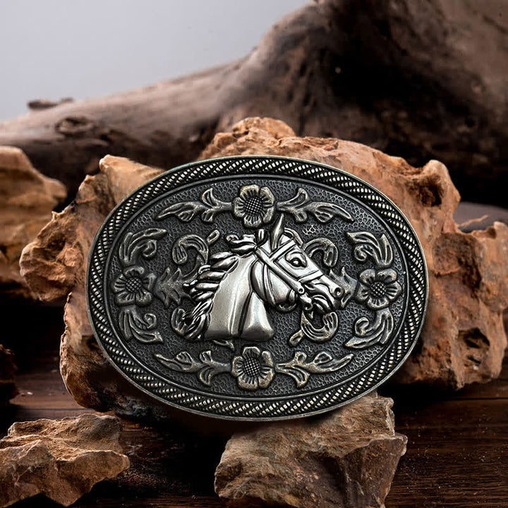 DIY Herren Western Pferdeblumen Schnallengürtel