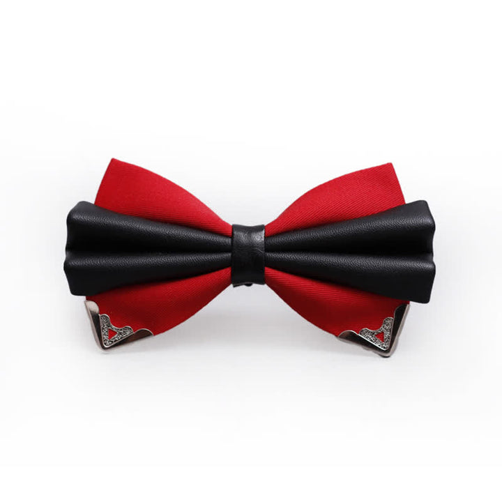 Doppellagige Herren-Fliege aus Kunstleder mit Goldspitze