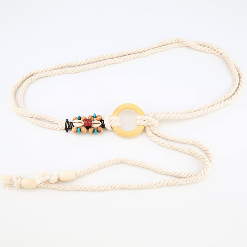 Boho-Taillenseilgürtel für Damen mit Stammesdekor und Ringverbindung