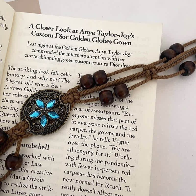 Boho-Geflochtener Taillenseil-Gürtel für Frauen mit Edelsteinholzperlen