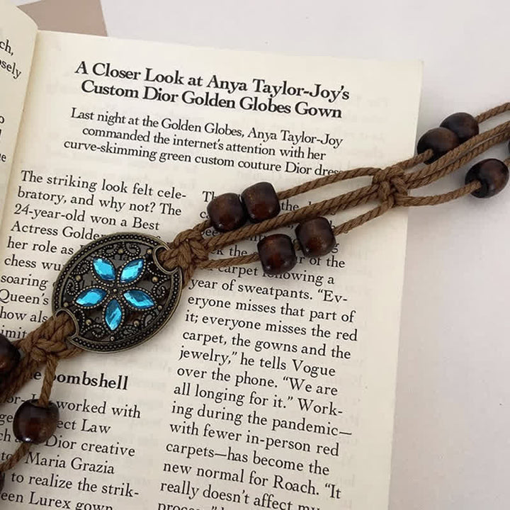 Boho-Geflochtener Taillenseil-Gürtel für Frauen mit Edelsteinholzperlen