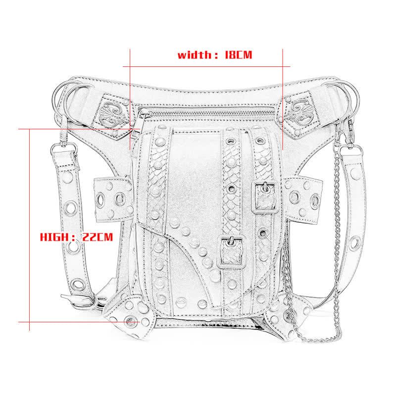 Braune Rock Motorrad-Kette Schulter-Taille-Beintasche