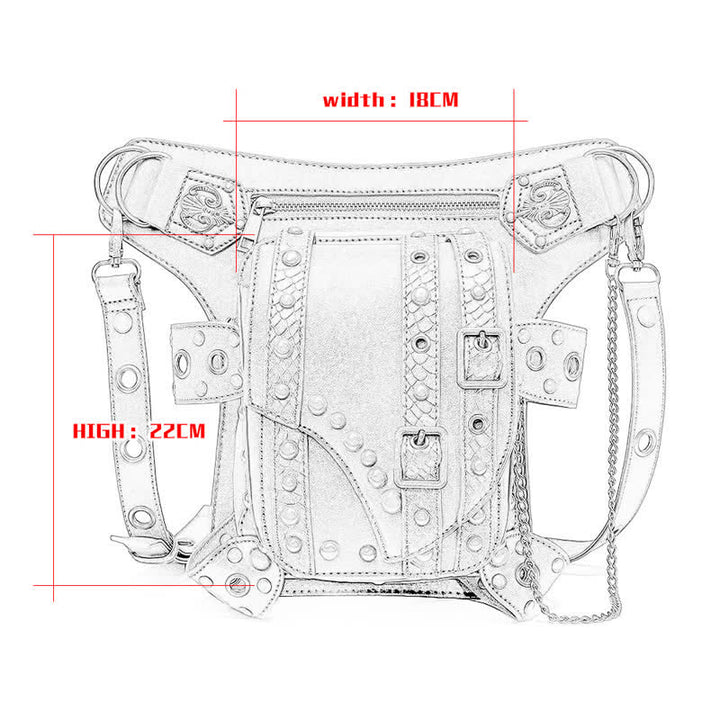 Braune Rock Motorrad-Kette Schulter-Taille-Beintasche