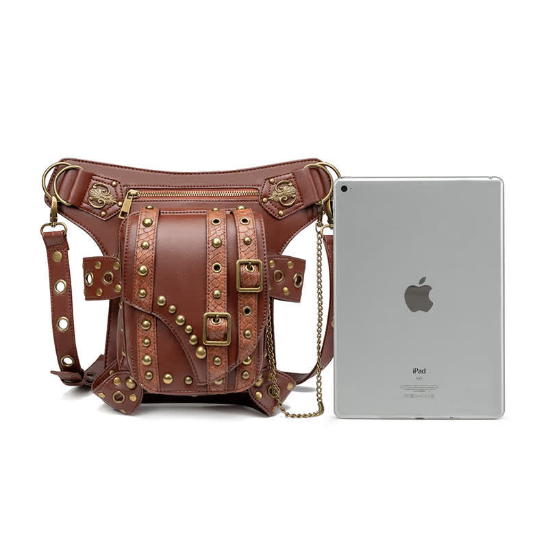 Braune Rock Motorrad-Kette Schulter-Taille-Beintasche