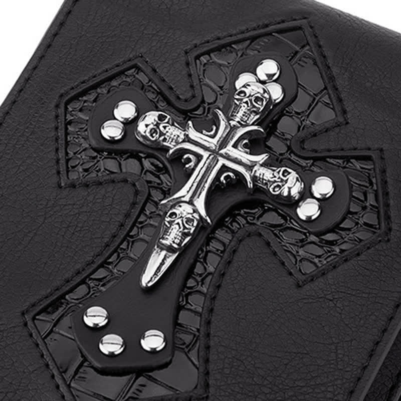 Punk Black Skull Cross Ledergürteltasche
