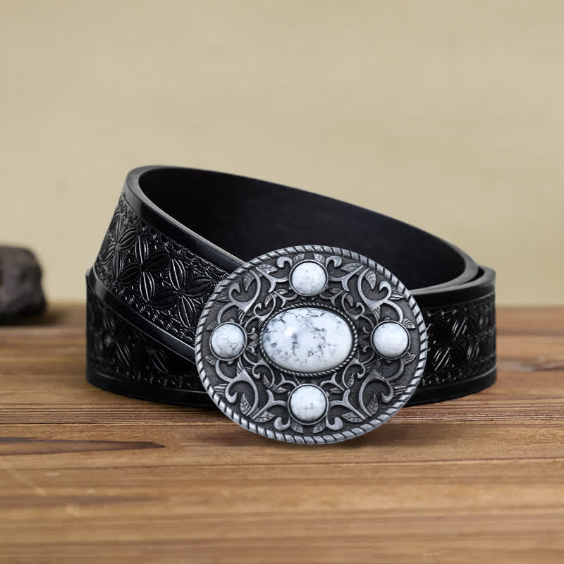 Männer DIY Western Cowboy Türkis Schnalle Ledergürtel