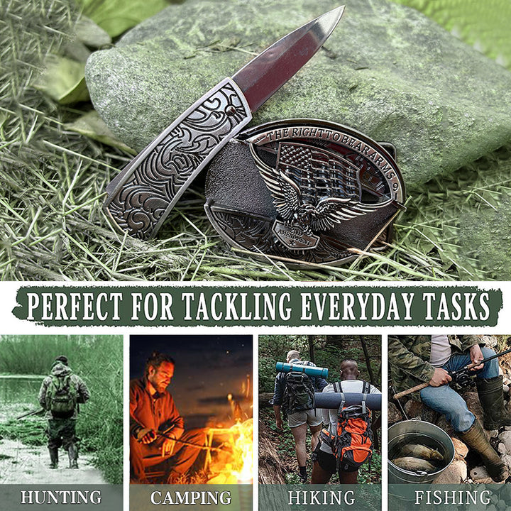 Herren DIY Adler USA Flagge Verstecktes Klappmesser Ledergürtel - image 4