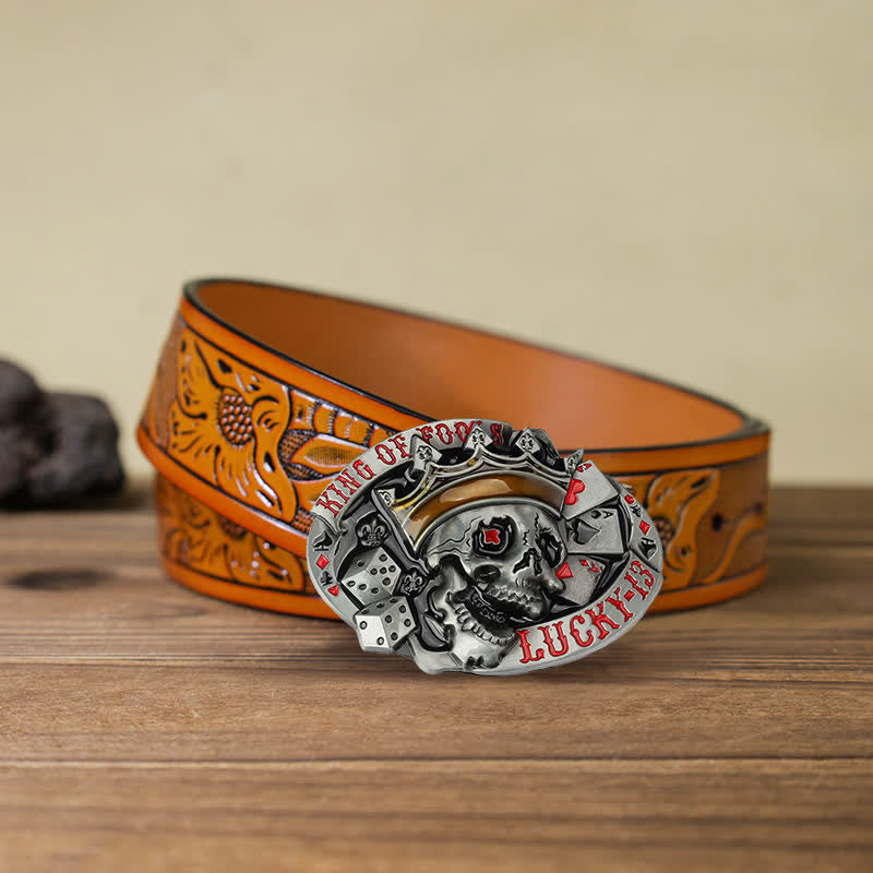 Herren DIY Ledergürtel mit King Of Fools Lucky 13 Schnalle