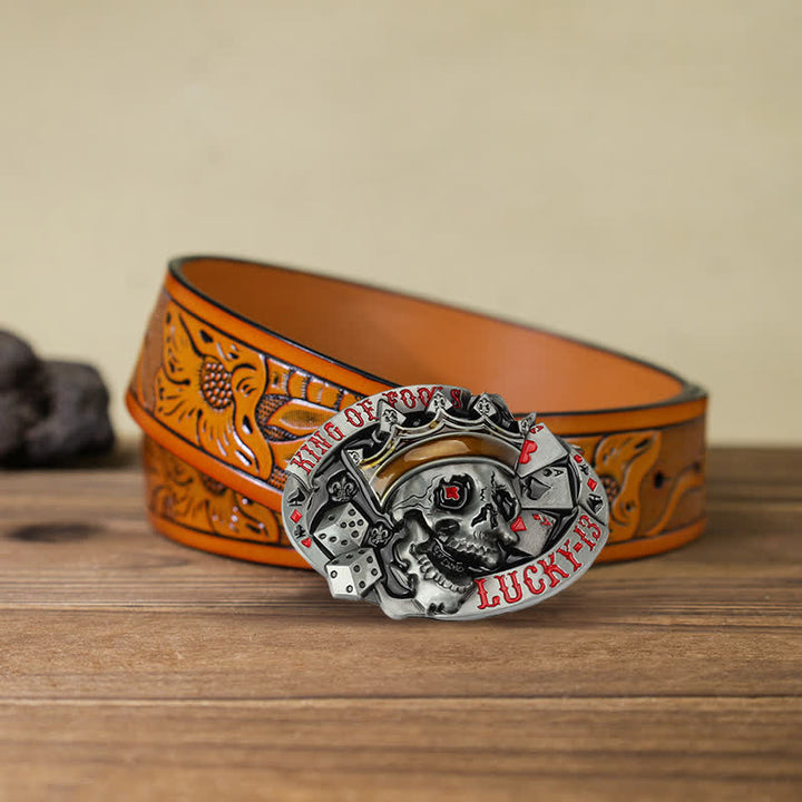 Herren DIY Ledergürtel mit King Of Fools Lucky 13 Schnalle