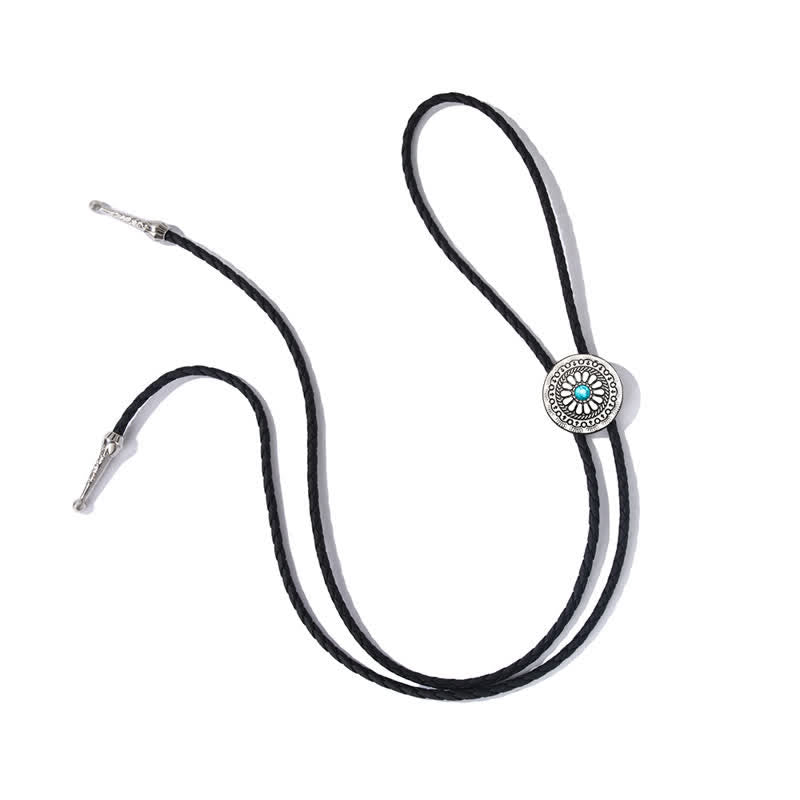 Bolotie mit rundem Mittelstück aus türkisem Stein