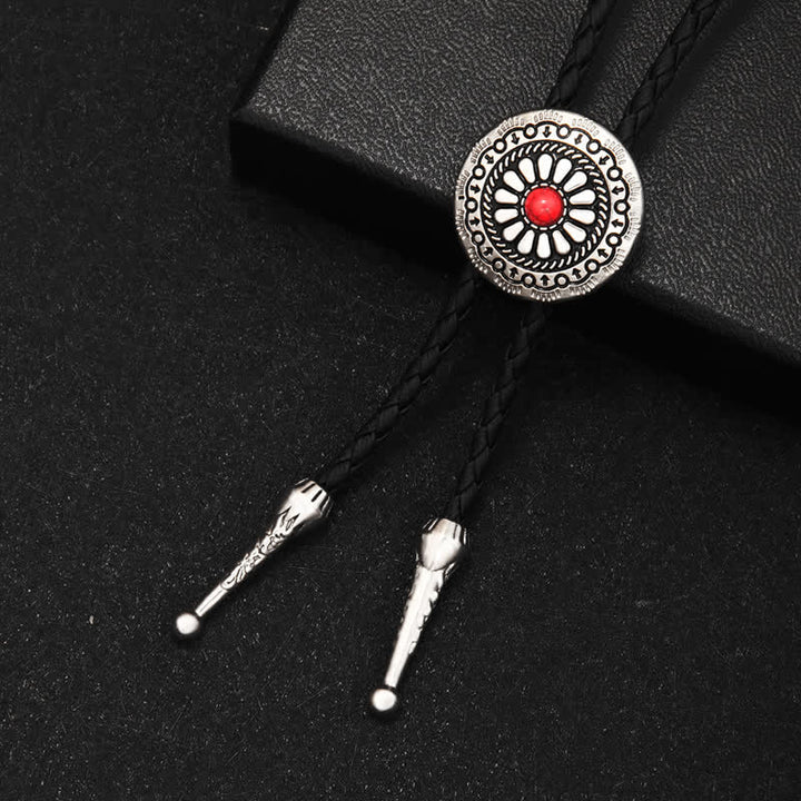 Bolotie mit rundem Mittelstück aus türkisem Stein