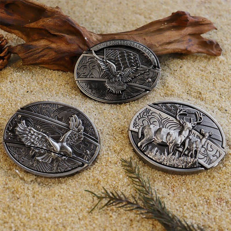 Beliebtes DIY-Set mit verstecktem Klappmesser und Ledergürtelschnallen für Herren