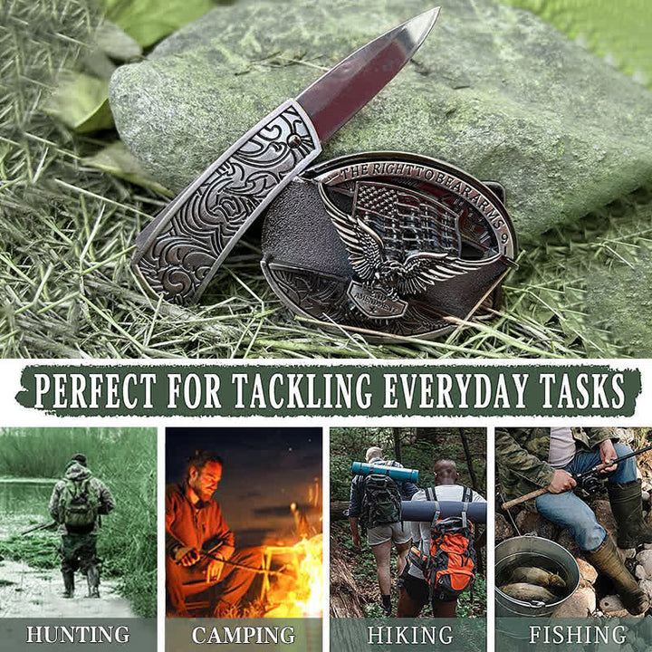 Beliebtes DIY-Set mit verstecktem Klappmesser und Ledergürtelschnallen für Herren