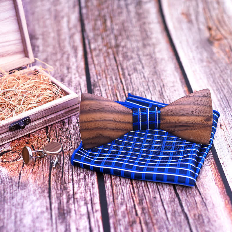 3er-Set Herrenmode Schwarzwalnuss Holzfliege Set