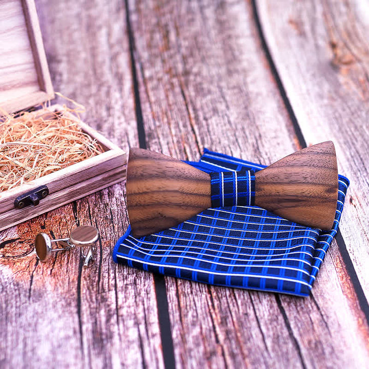 3er-Set Herrenmode Schwarzwalnuss Holzfliege Set