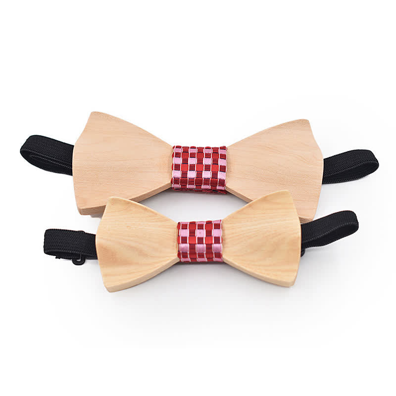 2er-Set für Herren: Fliege aus Ahornholz im Vater-Kind-Design