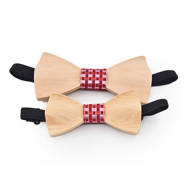 2er-Set für Herren: Fliege aus Ahornholz im Vater-Kind-Design
