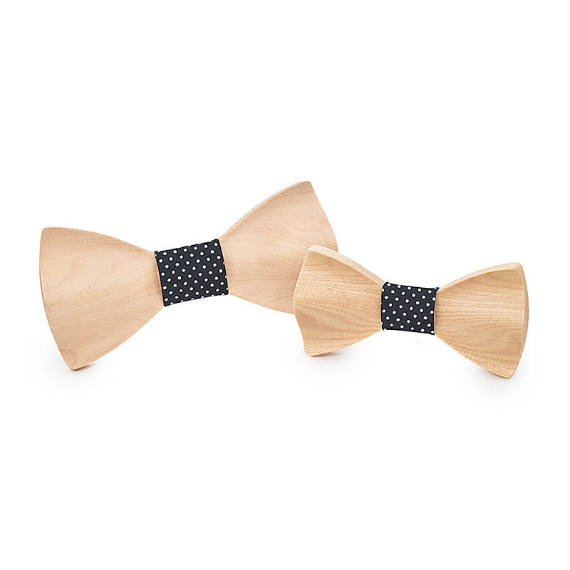 2er-Set für Herren: Fliege aus Ahornholz im Vater-Kind-Design