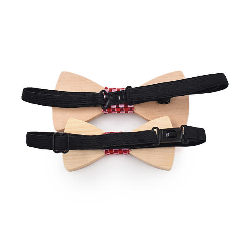 2er-Set für Herren: Fliege aus Ahornholz im Vater-Kind-Design