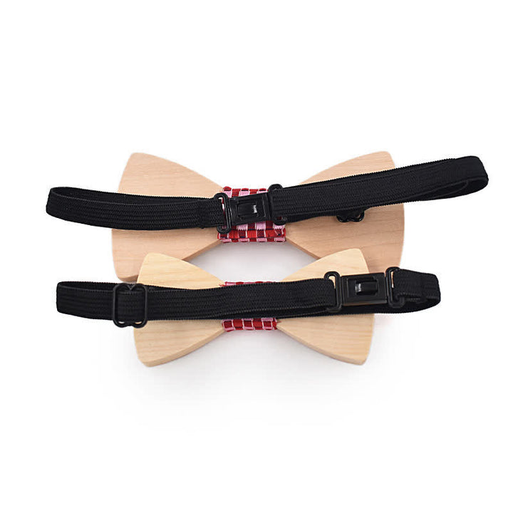2er-Set für Herren: Fliege aus Ahornholz im Vater-Kind-Design