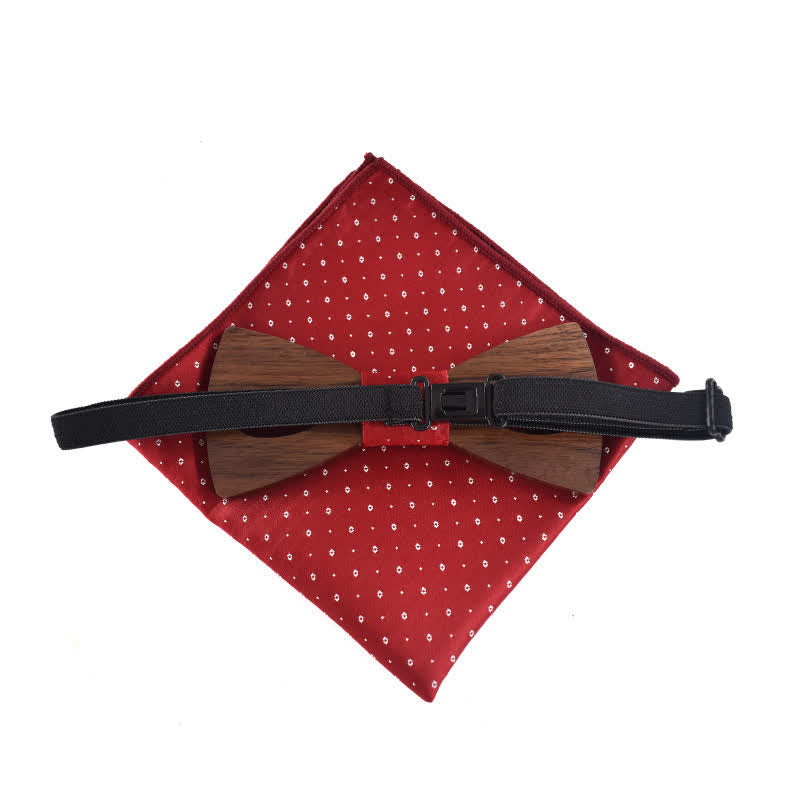 2Stk Männer Hollow Moustach Gearbeitete Holzfliegen-Set