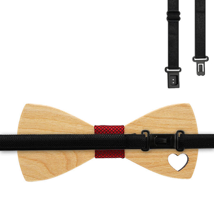 3er Set aus Holzfliege in Herzform für Herren