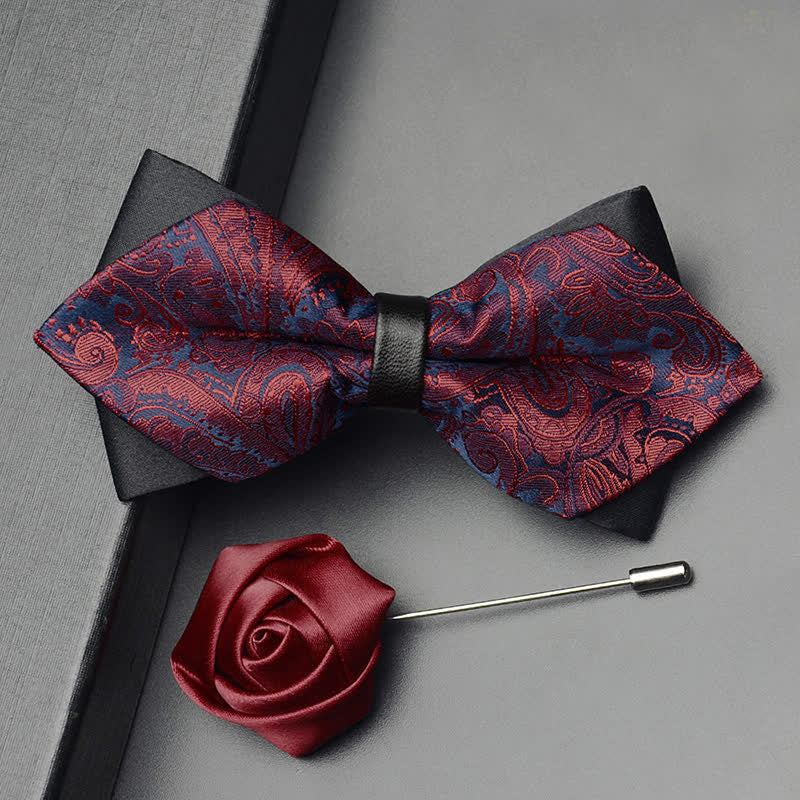 3Stk Herren Exotisches Paisley Doppelt Gezapftes Fliegen-Set
