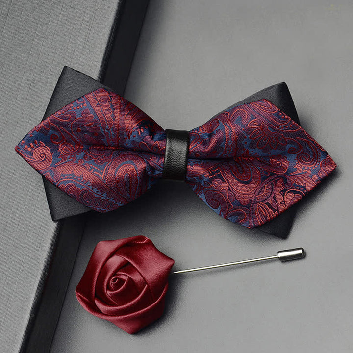 3Stk Herren Exotisches Paisley Doppelt Gezapftes Fliegen-Set