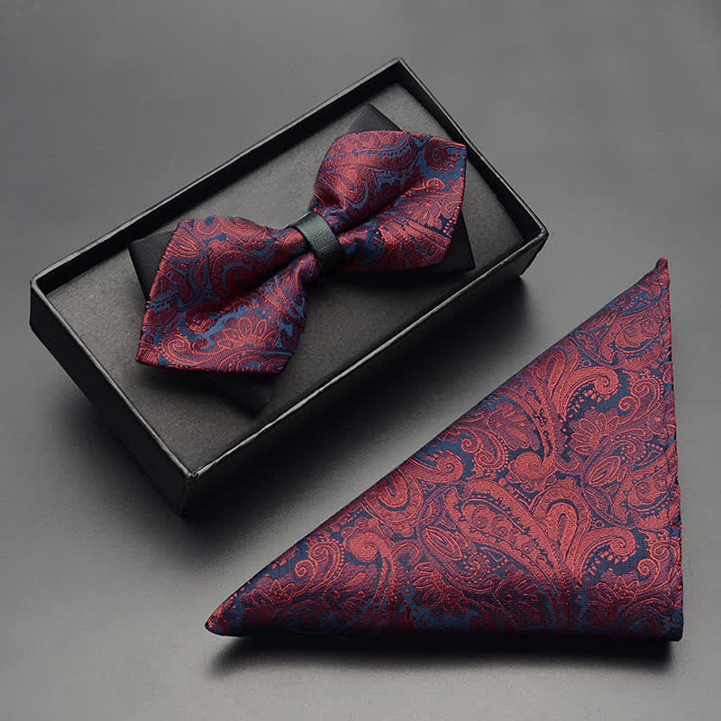 3Stk Herren Exotisches Paisley Doppelt Gezapftes Fliegen-Set