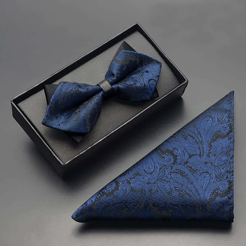 3Stk Herren Exotisches Paisley Doppelt Gezapftes Fliegen-Set