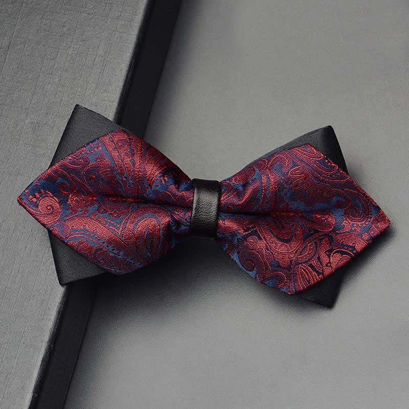 3Stk Herren Exotisches Paisley Doppelt Gezapftes Fliegen-Set