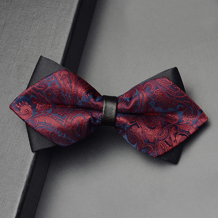 3Stk Herren Exotisches Paisley Doppelt Gezapftes Fliegen-Set