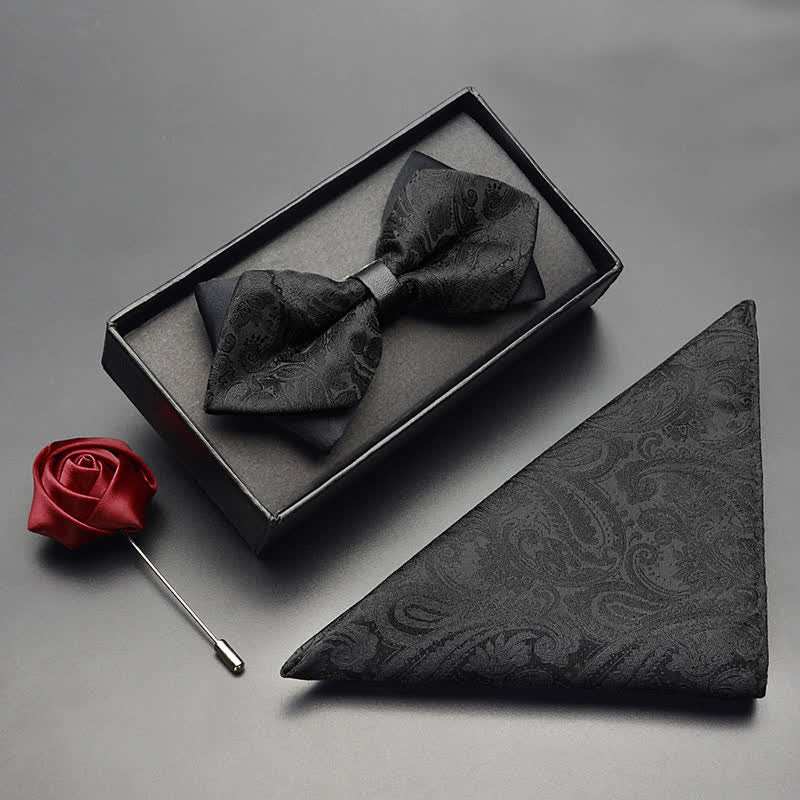 3Stk Herren Exotisches Paisley Doppelt Gezapftes Fliegen-Set