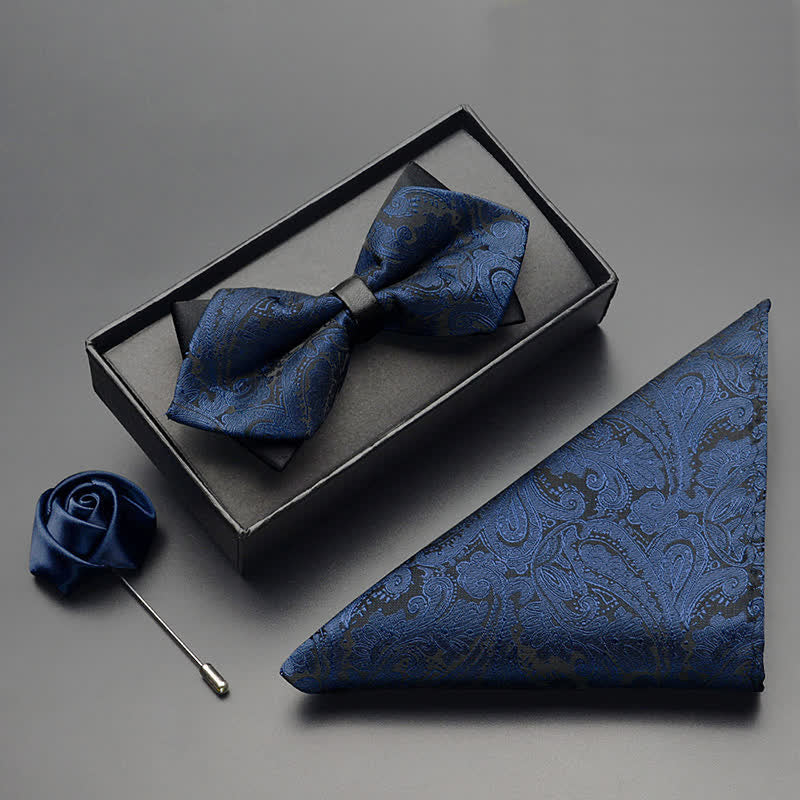 3Stk Herren Exotisches Paisley Doppelt Gezapftes Fliegen-Set