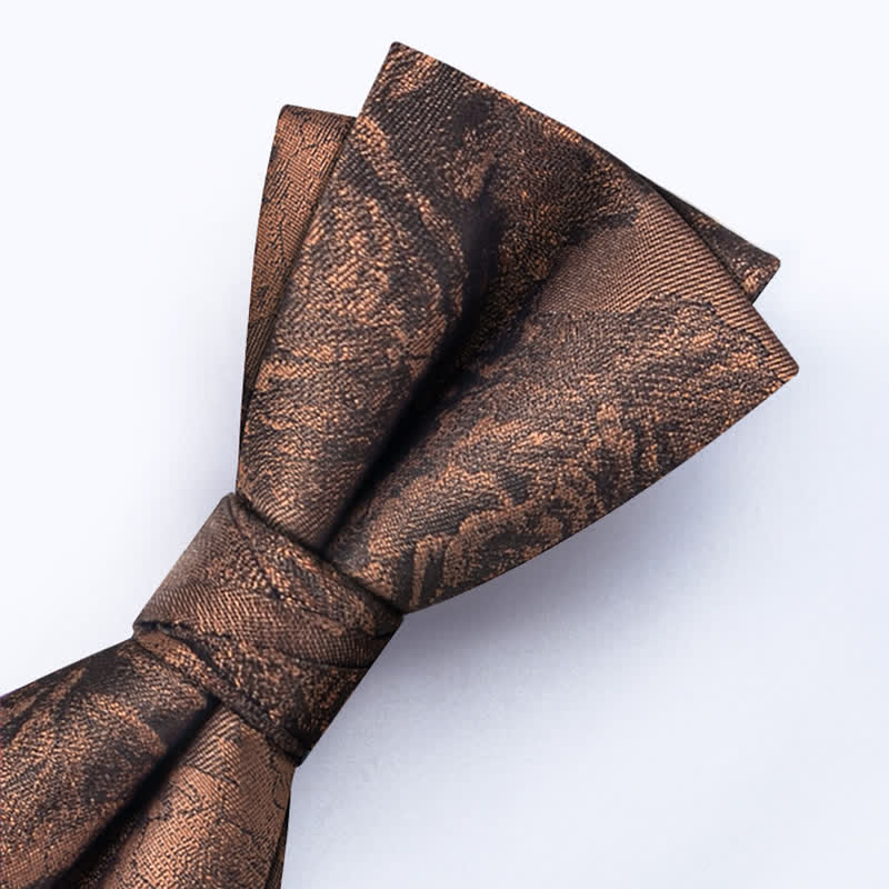 3Stk Vintage Bronze Blumen Fliegen- und Krawatten-Set für Herren