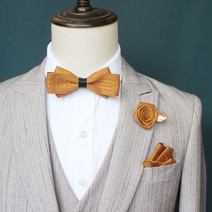 3 Stück Herren Elegantes Vintage Dunkle Linien Fliege Set