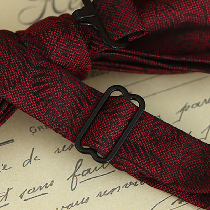 2 Stück Herren Burgunderfarbener Floraler Fliegen- und Taschentuch-Set