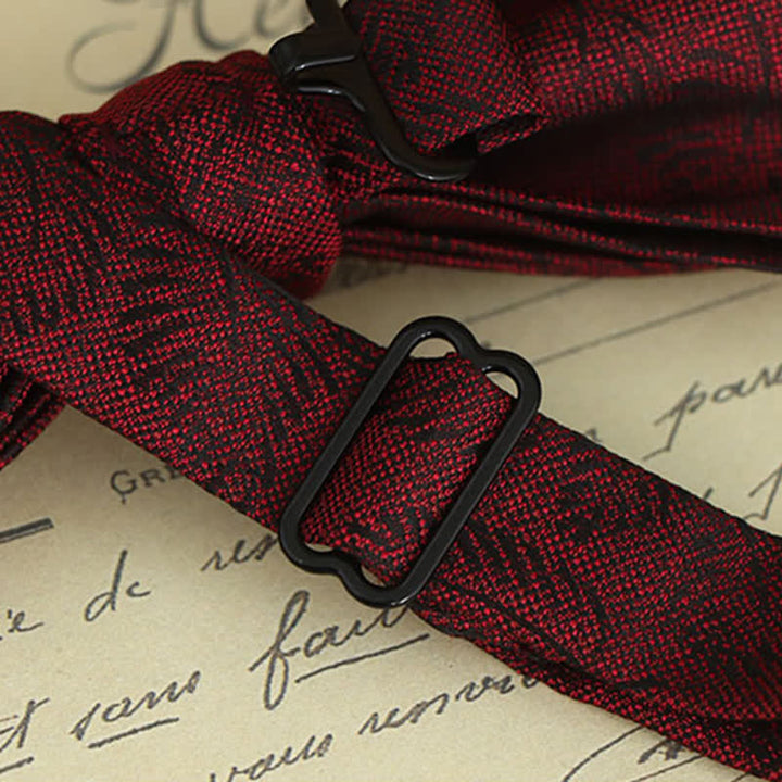 2 Stück Herren Burgunderfarbener Floraler Fliegen- und Taschentuch-Set