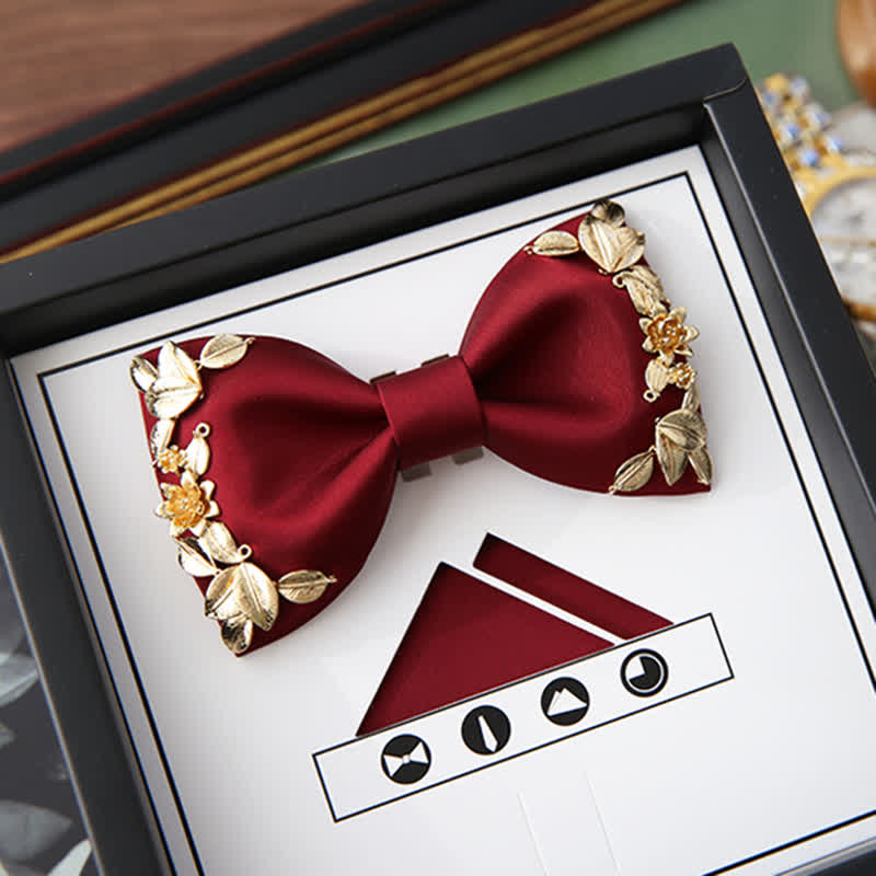 1 Stk. Männer Goldenes Metall Vogel Blumen Dekor Fliege