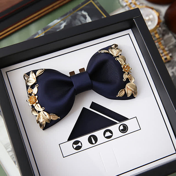 1 Stk. Männer Goldenes Metall Vogel Blumen Dekor Fliege