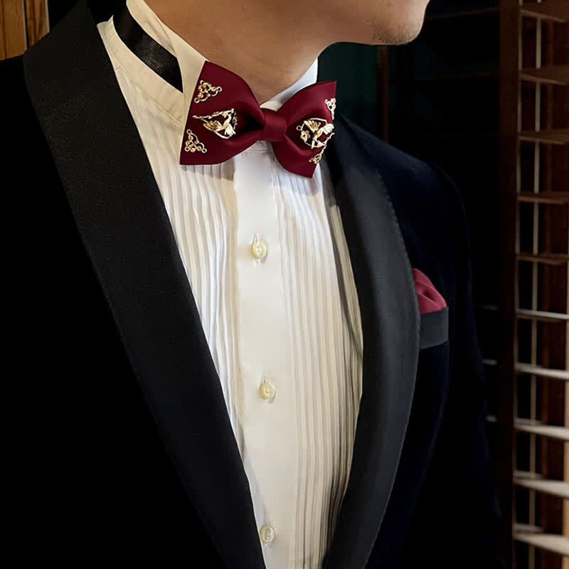 1 Stk. Männer Goldenes Metall Vogel Blumen Dekor Fliege