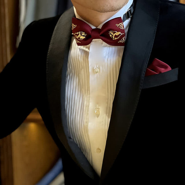 1 Stk. Männer Goldenes Metall Vogel Blumen Dekor Fliege