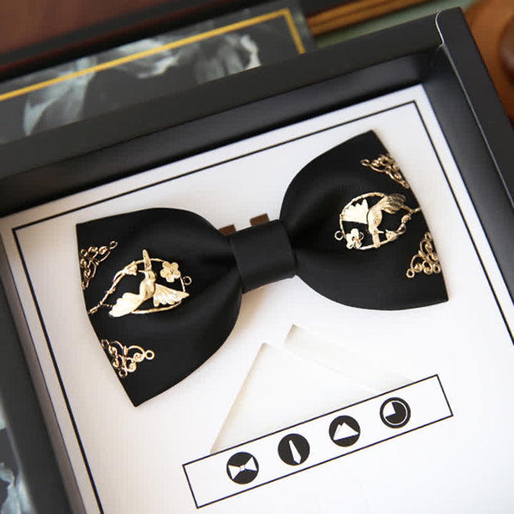 1 Stk. Männer Goldenes Metall Vogel Blumen Dekor Fliege