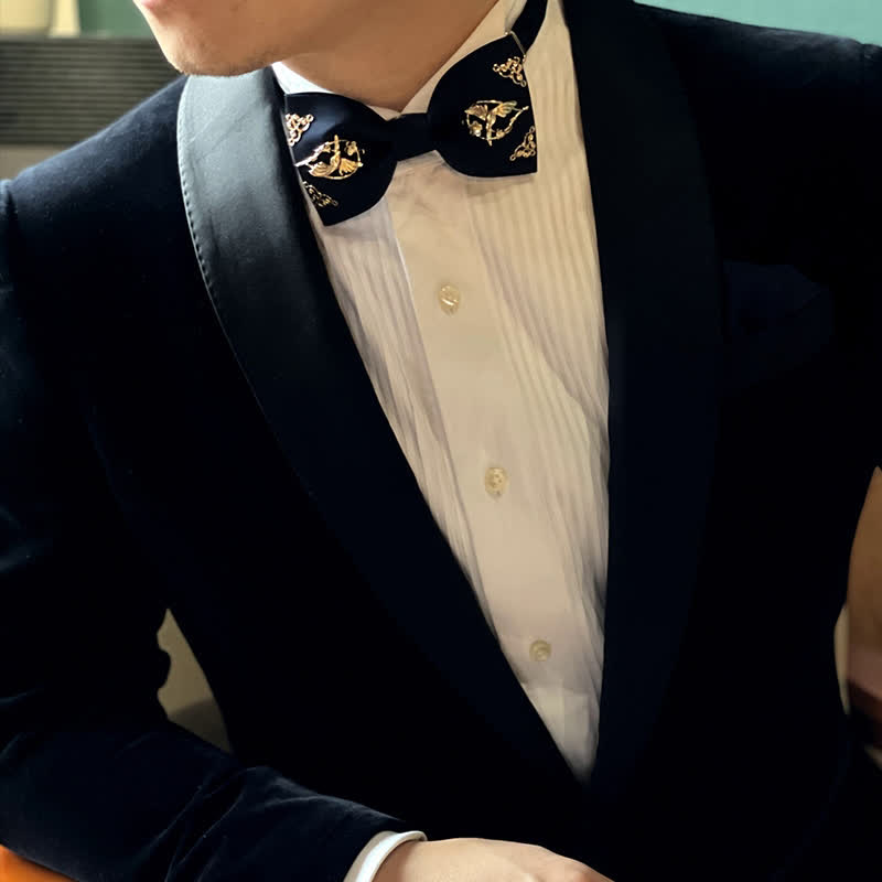 1 Stk. Männer Goldenes Metall Vogel Blumen Dekor Fliege