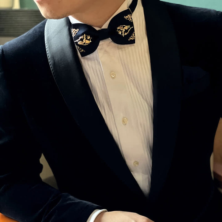 1 Stk. Männer Goldenes Metall Vogel Blumen Dekor Fliege