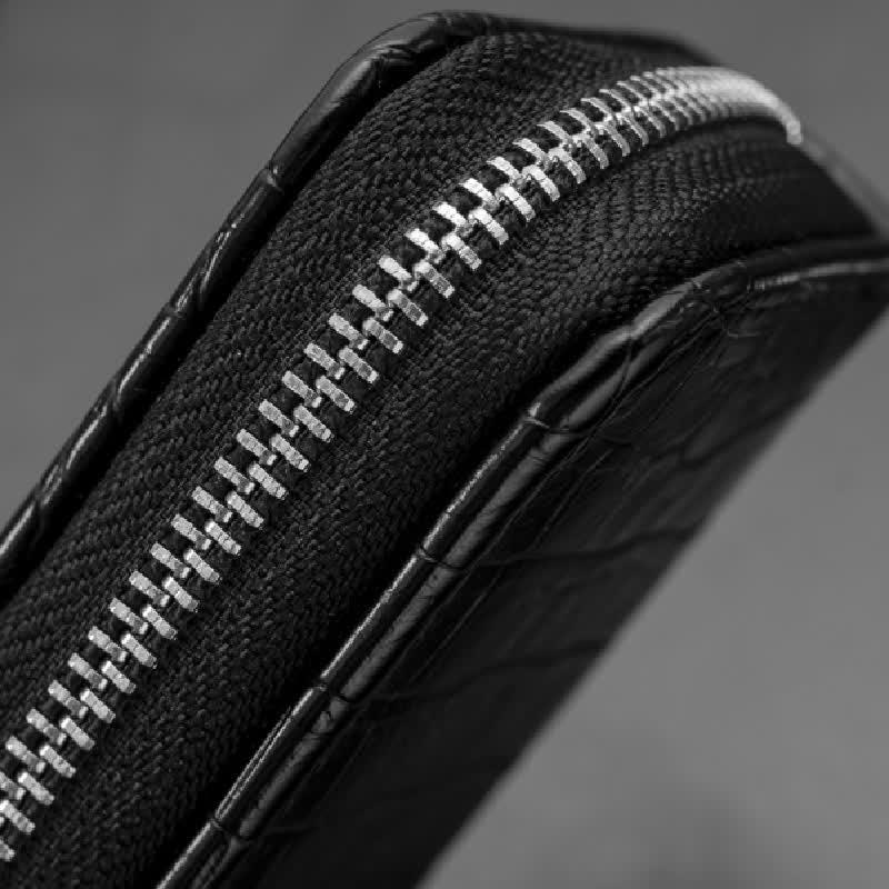 Alligator Pattern Zipper Tasche Leder Autoschlüssel Etui