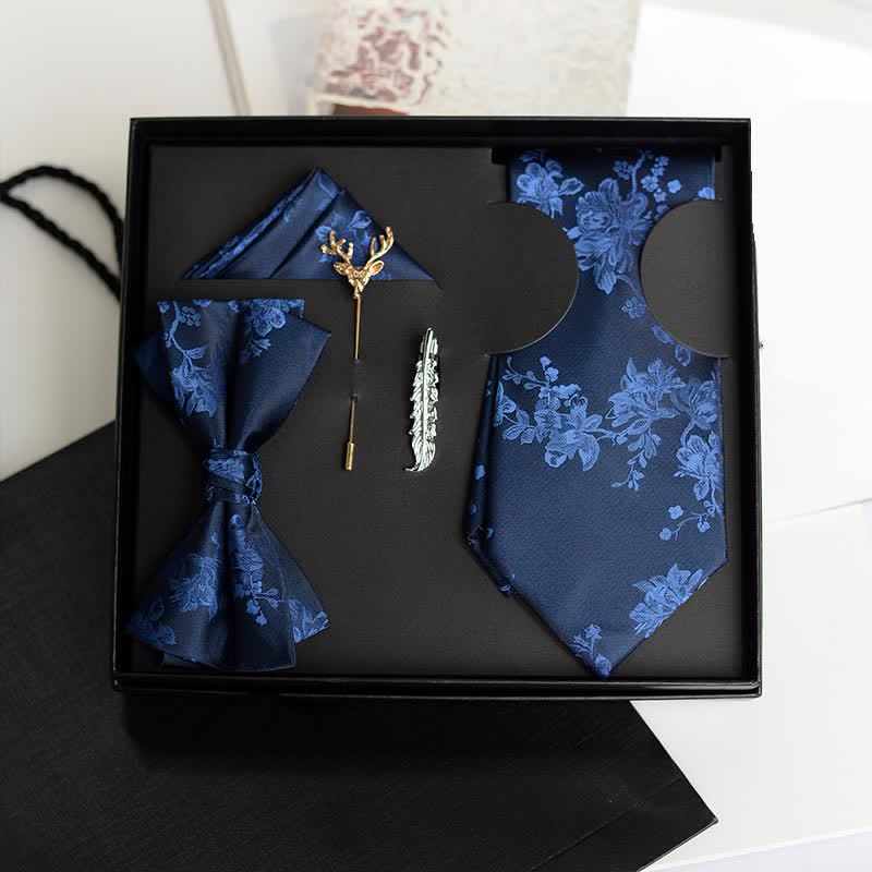 5er Pack Krawattenschleifen Iris Muster Hochzeit Mode Geschenkbox für Männer